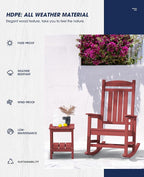 KINGYES HDPE Outdoor Rocking Chair Set of 4, All-Weather Poly Patio Rocking - Image 7
