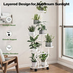 Plant Stand with Wheels 6 Tier Metal Flower Shelf - Image 6