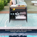 Outsunny Wicker Outdoor Storage Cabinet, Rattan Outdoor Bar Table - Image 4