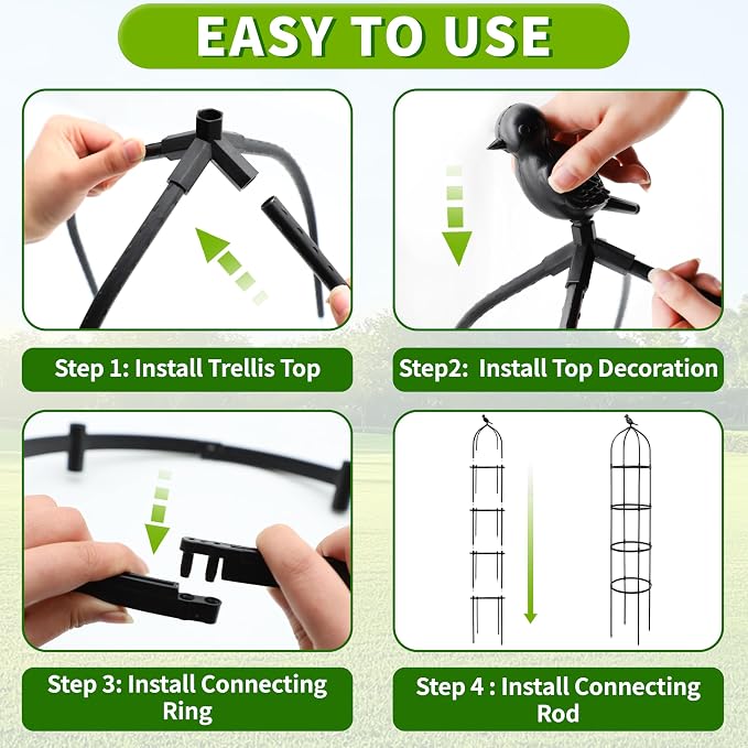 6FT Garden Obelisk Trellis for Climbing Plants, Adjustable 4-Tier Metal Plant - Image 4