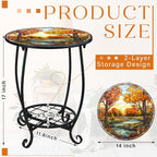 Outdoor Side Table Round Small Mosaic Patio Accent Indoor End Plant Coffee Tea - Image 3