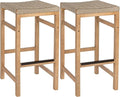 JONATHAN Y BSL1201A-SET2 Armand 30" Modern Coastal Backless Acacia Wood Outdoor by JONATHANY