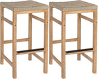 JONATHAN Y BSL1201A-SET2 Armand 30" Modern Coastal Backless Acacia Wood Outdoor by JONATHANY