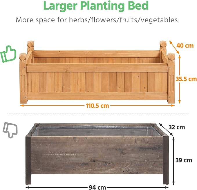 Yaheetech 43.5″ L × 16″ W × 14″ H Wooden Raised Garden Bed, Horticulture - Image 7