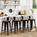 WENTMENT Metal Bar Stools Set of 4 Counter Height Barstools by WENTMENT