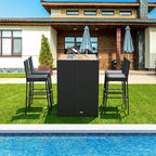 5 Piece Patio Wicker Bar Set, Rattan Bar Stools Set - Image 3
