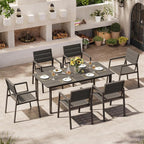 Aluminum Outdoor Dining Set for 6, Patio Table and Chairs Set by Oasbira