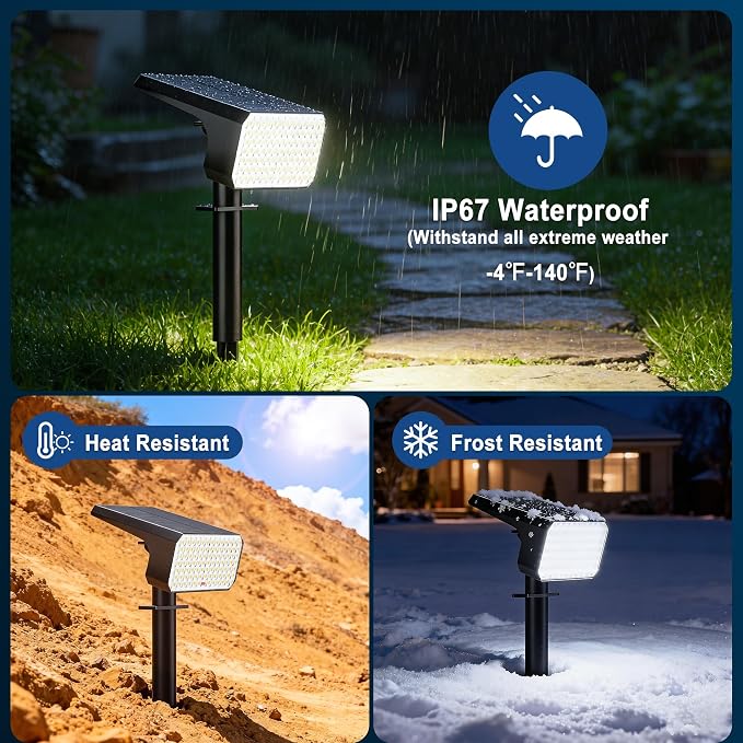 LANSOW Solar Spot Lights Outdoor Waterproof IP67, Solar Landscape Spotlights - Image 5