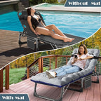 MOPHOTO Folding Chaise Lounge Chair 5-Position, Folding Cot, Heavy Duty Patio - Image 4