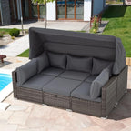 Vicluke 6 Pieces Patio Furniture Sets Outdoor Sectional Sofa Set Rattan Daybed by Vicluke