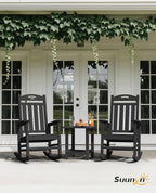 Oversized Outdoor Rocking Chairs Set of 2, High Back Porch Rocking Chair - Image 2