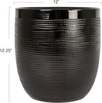 Creative Co-Op Embossed Textured Stoneware Planter, Matte Black - Image 2