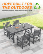 HDPE Outdoor Dining Table, 66.9” Rectangle Patio Dining Table - Image 5
