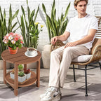 LZRS Round Adirondack Side Table Double End Table, Outdoor Side Tables - Image 2