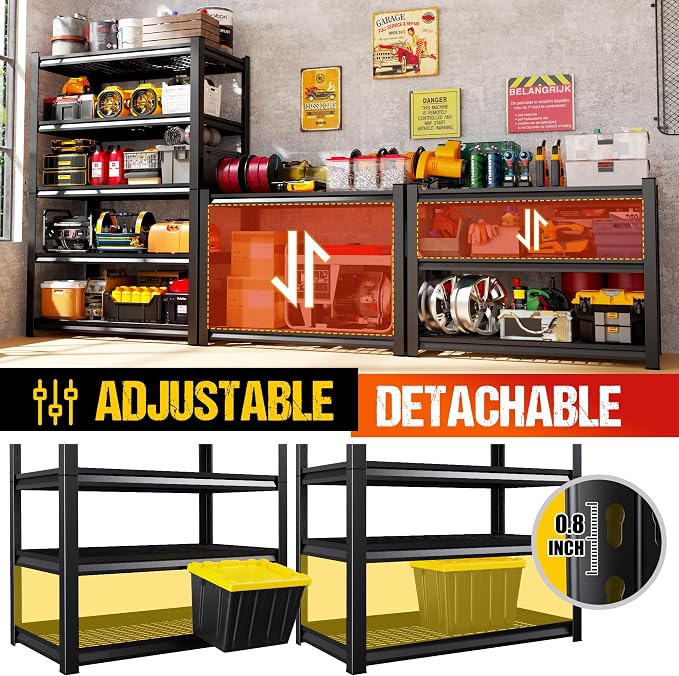71.2" H Garage Shelving Heavy Duty Storage Shelves, Adjustable Metal Shelving - Image 5