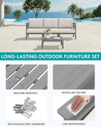 SERWALL HDPE Patio Furniture Set, 4 Pieces Outdoor Sectional Sofa Set, - Image 3