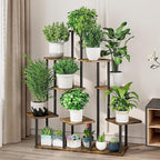 9 Tier Wood Tall Plant Stand Metal Rack Indoor, Planter Shelf Display Rack - Image 2