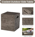 COSIEST Wooden Outdoor Side Table, Square MgO Concrete End Patio Side Table - Image 4