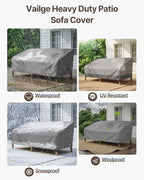 Vailge Heavy Duty Patio Sofa Cover, 100% Waterproof 3-Seater Outdoor Sofa Cover - Image 6