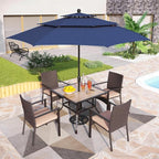 PHI VILLA 37" x 37" Patio Dining Table Outdoor Dining Furniture Umbrella Table - Image 6