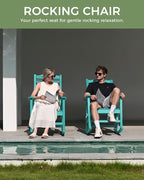 Oversized Outdoor Rocking Chair, High Back Porch Rocker Chair, HDPE All Weather - Image 7