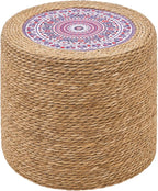Handwoven Ottoman Pouf, Natural Seagrass Footstool, Round Braided Outdoor Seat by LGENHOOMHandwovenNaturalWaterHyacinthBasket