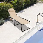 GYMAX Lounge Chairs for Outside, Extra High Folding Beach Tanning Lounger - Image 2