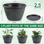 11 inch Plant Pot Set of 3, Plastic Flower Pots - Image 2