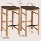 JONATHAN Y BSL1201C-SET2 Armand 30" Modern Coastal Backless Acacia Wood Outdoor - Image 4