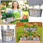 Hicarer 4 Pcs Metal Hanging Flower Pots, 10.6 Inch Vertical Grained Metal Color - Image 6