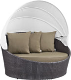 Modway Convene Wicker Rattan Outdoor Patio Retractable Canopy Round Poolside - Image 4