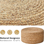 Wimarsbon Round Foot Stool Natural Seagrass Poufs Ottoman Hand Weave Footrest - Image 5