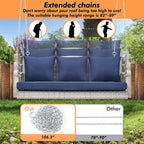 Heavy Duty 900 LBS Porch Swing Chair 3-Person Outdoor Rattan Patio Swing Lounge - Image 5
