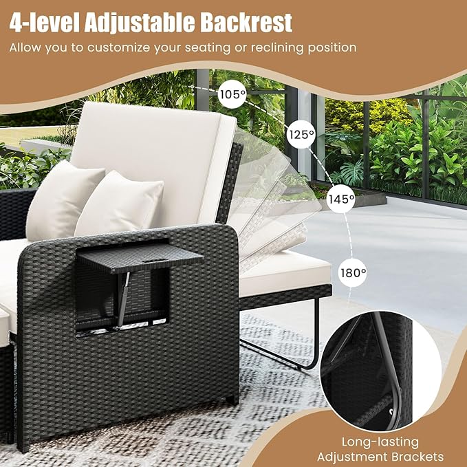 COSTWAY Patio Rattan Daybed - Image 4