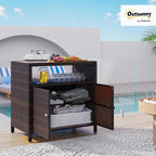 Outsunny Wicker Outdoor Storage Cabinet, Rattan Outdoor Bar Table - Image 2