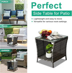 Wicker Rattan Side Table, Outdoor Square Rattan Coffee End Table - Image 7