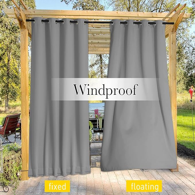 NICETOWN 2 Panels Gazebo Curtains Outdoor Waterproof & Windproof, Top and - Image 7