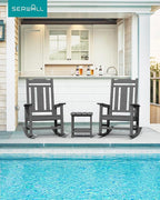 SERWALL Oversized Rocking Chair Set of 2 Outdoor, HDPE Outdoor Rocking Chair - Image 2