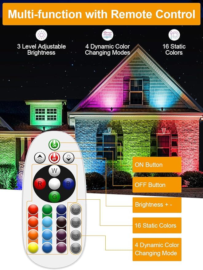 ZUCKEO 12W Color Changing Landscape Lights RGB Low Voltage Landscape Lighting - Image 3