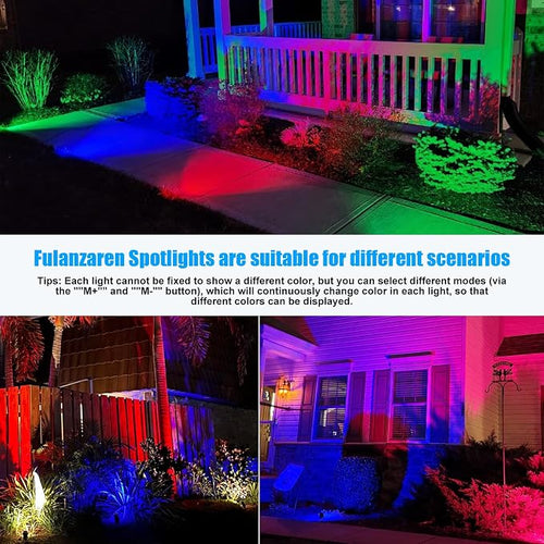 20W Outdoor RGB LED Spotlights 4 Pack, 120V 1000lm - Image 2