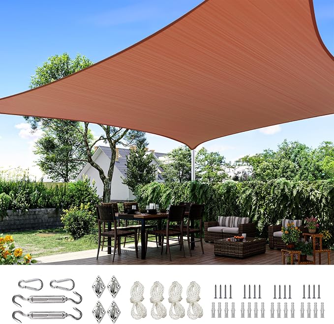 Quictent 12x16ft 185G HDPE Rectangle Sun Shade Sail Canopy 98% UV Block Outdoor by QUICTENT