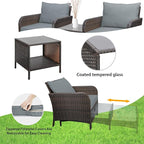 LEVELEVE Balcony Furniture 5 Piece Patio Conversation Set, PE Wicker Rattan - Image 4