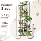 Bamworld 72" Tall Plant Shelf Indoor Outdoor Corner Plant Stand Large Plant - Image 6