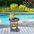 Outdoor Side Table Round Small Mosaic Patio Accent Indoor End Plant Coffee Tea - Image 2