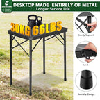 Small Metal Folding Table 3 Adjustable Heights, 23.6''×15.7''×27'' Heavy-Duty - Image 7