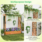 Giantex Raised Garden Bed with Trellis & Hanging Roof, Wood Planter Box with - Image 7