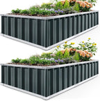 KING BIRD Raised Garden Bed 68" x 36" x 12" Galvanized Steel Metal Outdoor by KINGBIRD