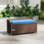 Outsunny Outdoor Wicker Storage Bench Deck Box, PE Rattan Patio Furniture Pool - Image 3