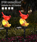 Cardinal Decor Solar Garden Decor Waterproof Red Bird Figurine Solar Stake - Image 5