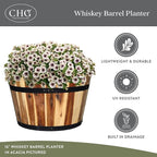 Classic Home and Garden Outdoor Whiskey Resin Flower Pot Barrel Planter - Image 4